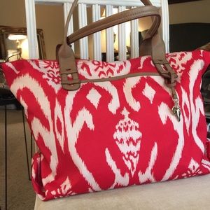 Stella & Dot red/cream ‘How does she do it bag’